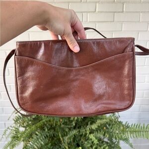 Vintage Richard Nienen Cognac English Tan Brown Leather Shoulder Bag Crossbody